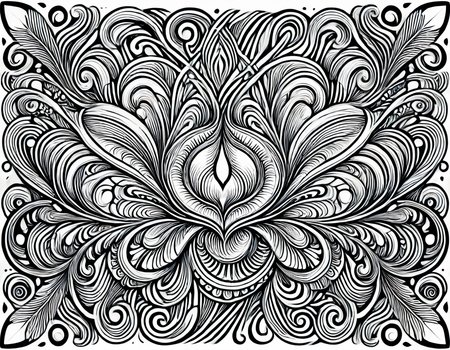 lineartlora, psychedelic, lineart, monochrome, black and white