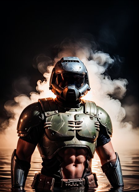 score_9, score_8_up, score_8, looking at viewer, <lora:Smooth_Anime_Style_LoRA_XL:0.4>, <lora:princess_xl_v2:0.4> cartoon, <lora:doomguy-v1_pdxl:1> doomguy, 1boy, armor, helmet <lora:43stl1ght1ngXLP2:1> 43stl1ght1ng, low light, dramatic lighting, darkness,  || eye lighting,  || smoke, || water, || spotlight,
