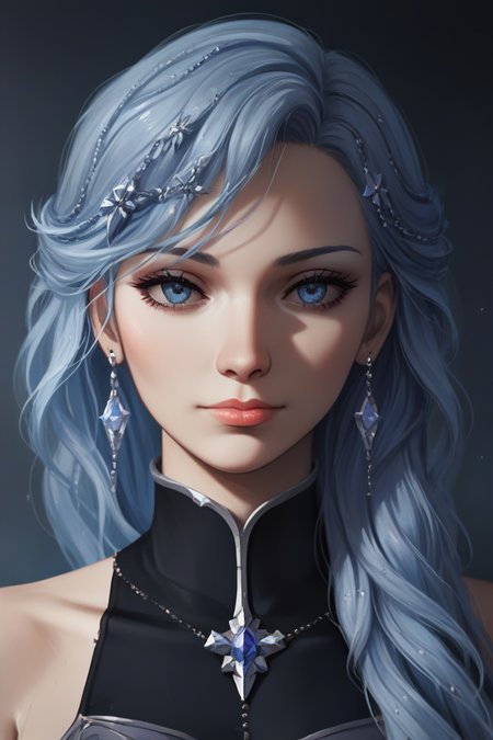 score_9, score_8_up, score_7_up, best quality, masterpiece, 4k, very aesthetic, source_anime, 1girl, textured hair, gray, dungeon, haute couture garments, happiness, midnight, close-up,   <lora:Calmlike V2.55:1> calmfd