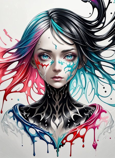 ((( splash of paint))) Colorful, beautiful woman, splash, disembodied head, Black ink flow, photorealistic, intricately detailed, fluid gouache, calligraphy, acrylic, watercolor art, 8k concept art, intricately detailed, complex, elegant, expansive, fantastical, (style-paintmagic)  <lora:more_details:0.8> <lora:painted clothes5:1>
