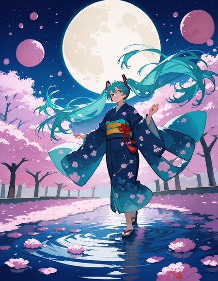 score_9,score_8_up,score_7_up,score_6_up,
hatsune miku,kimono,print_kimono,furisode,obi,sash,watercolor_(medium),
Tyndall effect,full_moon,potg,1girl,solo,dancing,spinning,walking_on_liquid,water,<lora:potg-000004:1>,