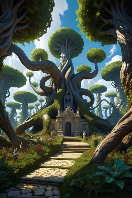 cosmic mangrove roots stabilizing spacetime fractures, structural marvels hosting dark matter harvest festivals documented in solar wind scrolls, moonlit megalithic gardens where sentient topiary beasts graze, their overgrown pathways patrolled by ivory-tusk groundkeepers, cinematic view, epic sky, detailed, concept art, low angle, high detail, warm lighting, volumetric, godrays, vivid, beautiful, trending on artstation, by jordan grimmer, huge scene, grass, art greg rutkowski,
 <lora:detailed_notrigger:0.7>, <lora:add-detail-xl:0.3>, oil painting art style from Renaissance period, masterful composition, Renaissance mood, renaissance oil painting, brush strokes, Baroque art style, dynamic composition, dramatic lighting, rich colors, intricate details, professional-grade execution, captures the grandeur and theatricality of the Baroque period