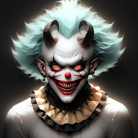 Clown demon, inspired from pennywise from the movie IT, grotesque, horrifying, eerie, intricate, dark circus aesthetic, scarypunk, horrorcore, demoncore, masterpiece, anime style, spine chilling, hyperdetailed, photorealistic, dynamic lighting, inspired by pinterest art and nijijourney, niji style, best quality