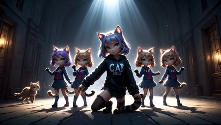 ("CAT GIRLS" text logo),((masterpiece:1.3,,best quality)),full body,dynamic composition,dramatic lighting,epic realistic,<lora:Harrlogos_v1.1:0.8>,