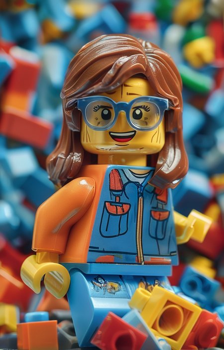 masterpiece,best quality,<lora:tbh246-sdxl:0.9>,illustration,style of lego,  tech genius teenage girl