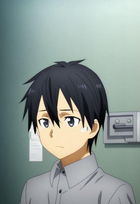high resolution, professional photography, solo, best quality, 1Boy, Kazuto Kirigaya, Black Hair, Black Eyes, operating room, sick, helpless, patient, hospital, infusion, OverallDetail