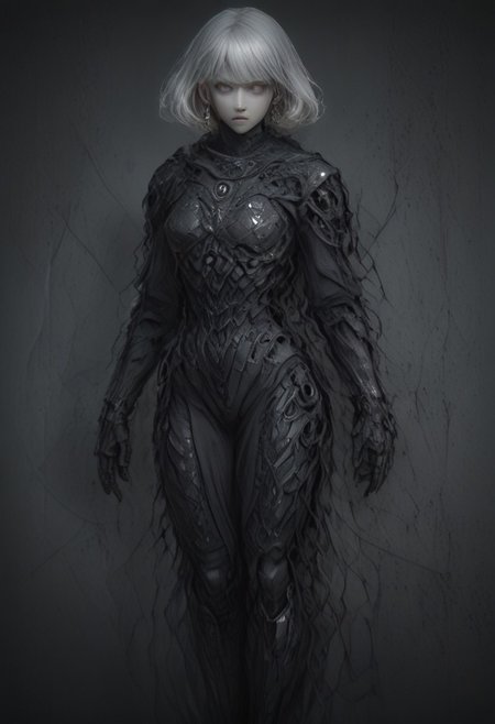Setting within dark concrete ruins. (RUNNING)
Full body portrait, angry expression, looking at camera,  standing, feet visible, normal human proportions,
man, tall smart person, royal soldier, royal military, regal being,
ornate uniform, (white and gold porcelain royal celestial clothes), holding scifi weapon, mechwear, commando uniform, crystal details in armor, crystal ornate earrings, crystal jewelry, details fractal armor,
((((crystallization of the face)))), teeth made of quartz, ((((eyes made of ulexite)))), hair made of Fanlike acicular-fibrous crystal groups, thin crystal hair, flowing white fractal hair, large perfect eyes, crystal iris, eyes made of crystal, ((white porcelain skin)), (white_skin), glowing clear eyes, celestial eyes,  interweaving techno-anatomical and fractal elements, Ellen Jewett's intricate sculptural craftsmanship, no eyebrow hair,
dynamic lighting highlighting multifaceted textures, cinematic post-processing for an exquisite visual narrative, breathtaking surreal masterpiece,
sci-fi royal palace setting, single source lighting, low light setting, dark room, intense lighting,