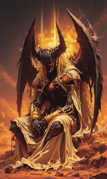 concept, sitting, [ angel | devil ] , [ heaven | hell ], judgement   <lora:- iLL - the_edgy_mech_V2.0-step000013500:.8>,  <lora:ck-shadow-circuit-IL:0.8>   <lora:- iLL - master_of_slob_omnom_V1.0-step00003500:.8>