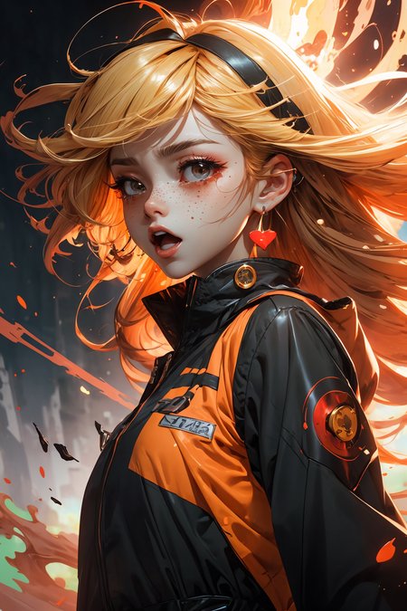 blond hair, long hair, freckles, earrings, 
(upper body:1.1), particles, sparkles, flames, tears, crying, shouting, mouth open, 
bangs, hearts, 
<lora:more_details:0.3>
 <lora:Cosmic anime-oil fusion v2:0.3> 
<lora:AnimeVibesV3:0.25> animevibes, 
<lora:3DMM_V11:0.35> 3DMM 
<lora:midjourney_20230624181825:0.35> midjourney ,
 <lora:LAS:0.3> colorful, 
<lora:msw_locon-t2:0.3>
 <lora:wuxia2:0.4> gu, shiny, shiny hair, shiny skin, shiny clothes