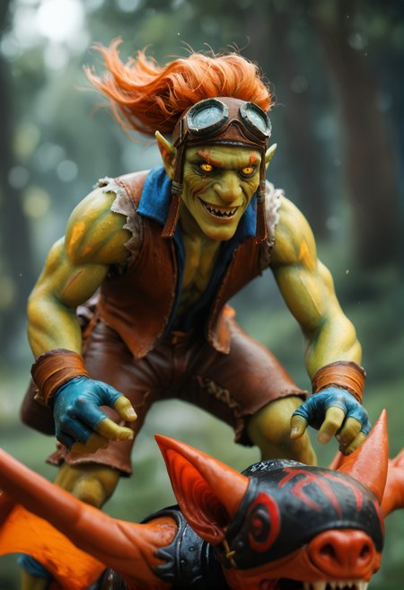 <lora:batrider_v1:0.8> batrider_v1
1boy, yellow skin, green skin, green legs, green face,
pointy ears,
colored skin,
teeth, sharp teeth,
orange hair,
yellow eye, scar on eye,
gloves, goggles, goggles on head,  brown long shorts
 riding a bat, , bat, score_9, score_8_up, score_7_up, score_6_up, derpibooru_p_95,
detailed eyes, beautiful, detailed background, perfect eyes,
blur censor, blurry, blurry background, blurry foreground, bokeh, motion blur,
chromatic aberration, depth of field, figure, focused,  focus
photography, realistic sun light and shadows, photorealism, UHD --ar 9:16 --style raw --stylize 700,
solo,
The image is a portrait holding a crystal in his hands.  The crystal appears to be a faceted faceted gemstone with a rainbow-colored light emanating from it.  The overall mood of the image is mysterious and captivating.