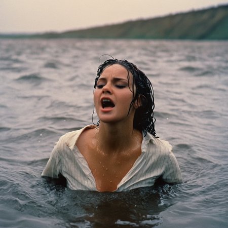 cinematic film still of  <lora:perfection style:0.5> <lora:detailed:0.5> perfection detailed
 <lora:Clockwork Orange film style:0.9>
Alex In a futuristic dystopian Britain a wet man in a shirt is in the water,1girl,solo,open mouth,brown hair,shirt,long sleeves,closed eyes,white shirt,striped,collared shirt,water,border,partially submerged,striped shirt,waves,screaming , cinematic, film, kodak, Clockwork Orange film style, shallow depth of field, vignette, highly detailed, high budget, bokeh, cinemascope, moody, epic, gorgeous, film grain, grainy