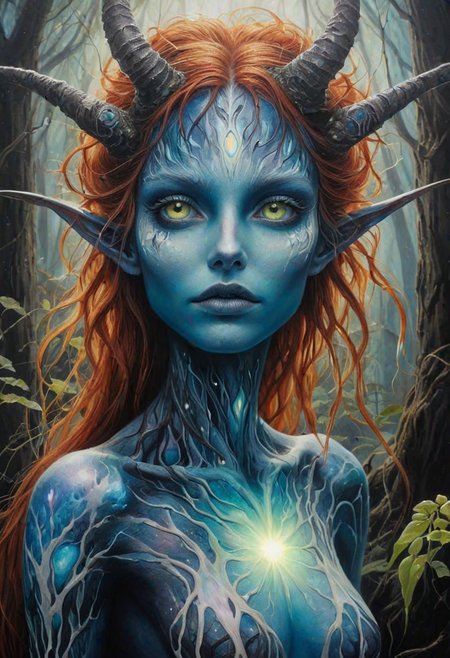 famous artwork by (mark zug:1.3) and (wendy froud:1.2) and (david stoupakis:1.1), detailed expressive eyes, fantasy style, marvel at the mesmerizing glowing H. cyanoventris characterized by her wet film, it gracefully blartifies through the enormous bioluminescent mist clouds of the gaseous plumsnarflerdomain, glowing in symbiosis with the teeming toxic flora, masterpiece, oil pastel
 <lora:add-detail-xl:2>