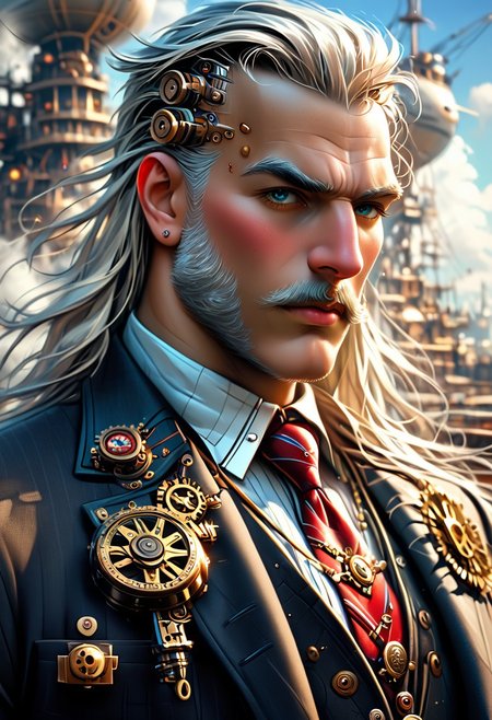 (masterpiece:1.2) , (detailed focus:1.2) , dynamic angle, 32k UHD resolution, best quality, (professional photography:1.3) , highly details, depth of field BREAK A stunning steampunk city with towering skyscrapers and intricate clockwork mechanisms, gears and pistons move in a complex symphony, steam billows from chimneys, airships navigate the bustling skylanes, a vibrant metropolis