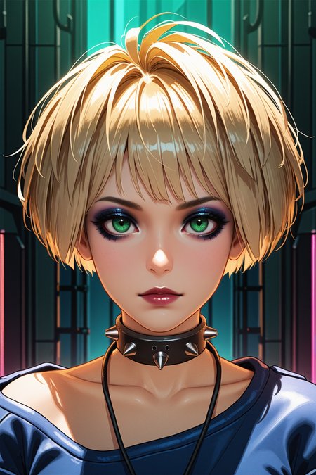 masterpiece, best quality, absurdres,
<lora:ILCyberMisty:0.8>
CyberMisty, 1girl, blonde hair, green eyes, makeup, looking at viewer, portrait