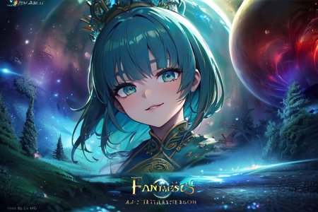 (masterpiece:1.4), 4K8K, (anime style), (high shutterspeed:1.4), (sharp edges), 
SyFyEye1, FanFo, 
1woman  hands togather,  leaning foward, face focus, smile, closed mouth, 
wearing Celtic style dress, (Detailed face, Detailed eyes, Detailed lips), (solo), 
Fantastic Forest at fantasy night, Fantastic Planets