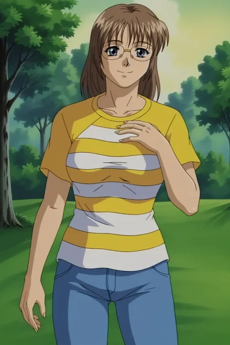 score_9, best, masterpiece, uncensored,
1girl, solo, smile, retro artstyle, 1990s (style),
(LTHRMNUFOWatcher:1.2), striped shirt, pants, rimless eyewear,  long shirt,
<lora:LeathermanUFOWatcher_V2:0.8>​​​