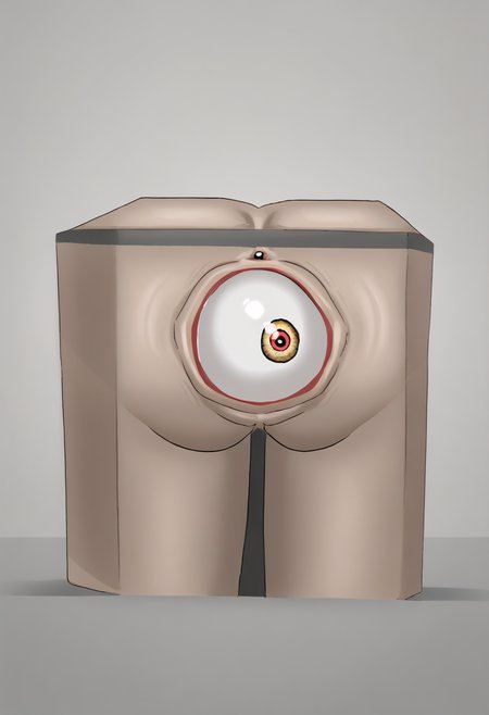 1girl, solo, from behind, looking back, <lora:eyeball_in_ass:1> eyeball in ass   <lora:boxification:1> boxification, in container, from behind