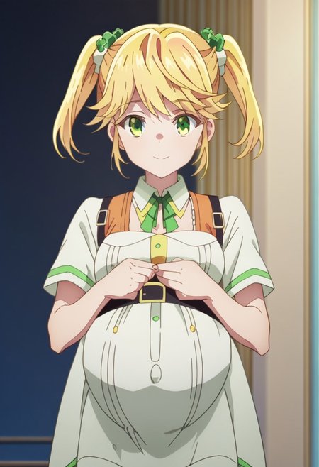 score_9, score_8_up, score_7_up, best quality, masterpiece, 4k, perfect lighting, very aesthetic, anime, anime coloring, official art, anime screencap,
OverallDetail, fFaceDetail, 
bedroom, happy, huge pregnant belly, hand on belly,
Tarte, blonde hair, twintails, green eyes,
 full body,
<lora:Pregnant Bump:1>