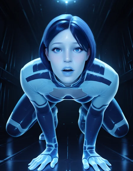 Masterpiece, high-res, 2k, best quality, realistic, ,   1 girl ,  theweapon, <lora:The_weapon_Illus-000043:1> ,  blue eyes, looking at viewer, On all fours with arms extended above