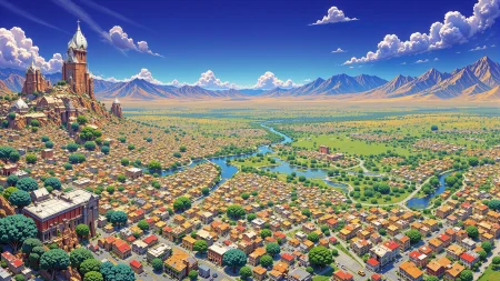 city of angels beautiful  landscape, noon, woman, very intricate, very detailed, sharp, bright, colorful, <lora:Hand v2:0.5> <lora:Anti-Blur:1><lora:Insane Detail Slider:0.25>  <lora:flux.1_lora_flyway_Epic-detail_v2:0.3> <lora:fluxenhancer:0.25> <lora:Saturday_Morning_Cartoon_Style_FLUX:1> Cartoon Style