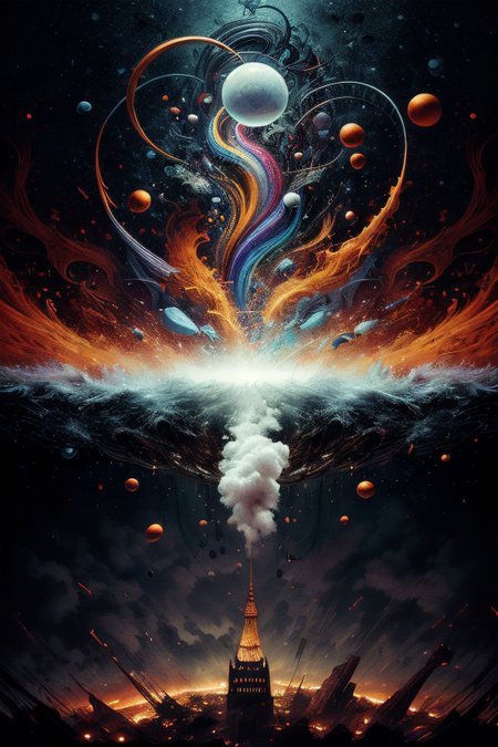 (colorful:1.3), vector art, five color palette, female, background nebulous, entropic, (gravity:1.1), futuristic, portrait, long wet hair, human thoughts, elegant fantasy, intricate, crisp quality, hdr, ultra-detailed, Wet inks line art, dreamy female portrait on black canvas, perfect fractal illustration (style of Vassily Kandinsky), , colorful, masterpiece, expert, insanely detailed, 4k resolution,high quality, best quality, vivid, detailed background,  ethereal, floating into the abyssal heights, dreaming, cosmic light, very sharp focus, Hyper detailed, Hyper realistic, spiritual, surreal, atmospheric, High resolution, High contrast, dark angle, 8k, HDR, <lora:marionevado_v1:1.1> marionevado_v1, <lora:michaelcheval_v1:0.25> michaelcheval_v1( flat color:1.2), film grain, 
, <lora:Brightness Adjustment_B_1.1:0.25> <lora:epi_noiseoffset2:0.0> <lora:add_sharpness:0.25> <lora:DETAIL_SLIDER_BY_STABLE_YOGI:0.4> <lora:ShinyOiledSkin_v20-LyCORIS:0.05> , <lora:difConsistency_detail:0.4> 
 <lora:gpts4 lite dreamwave_278580:0.15>