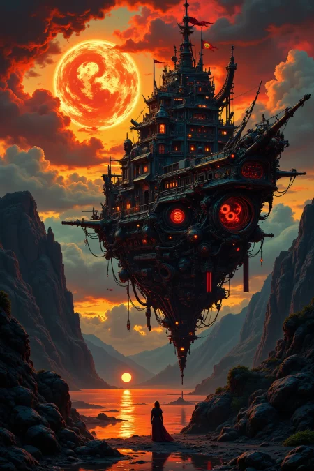 ghost ship beautiful  landscape, golden hour, woman, very intricate, very detailed, sharp, bright, colorful, <lora:Hand v2:0.5> <lora:Anti-Blur:1><lora:Insane Detail Slider:0.25>  <lora:flux.1_lora_flyway_Epic-detail_v2:0.3> <lora:fluxenhancer:0.25> <lora:Neurocore Anime Cyberpunk v2.0:1> A digital artwork in the style of cknc <lora:abyss-neon:0.6> bo-neon