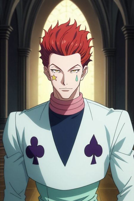 score_9, score_8_up, score_7_up, source_anime, rating_safe, intricate details, anime screencap, , official style, looking at viewer, depth of field, 1boy, solo, male focus, <lora:hisoka_morow_pony:0.94>, hisoka_morow, red hair, yellow eyes, facial mark, star (symbol), straight-on, corridor, dusk, legs up, tearing up, , <lora:sdxl_lightning_8step_lora:1>