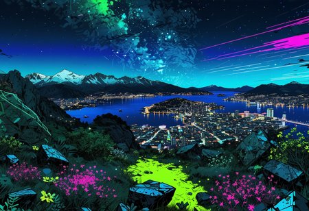 scenic landscape, (starry ht sky:1.16), irregular shattered luminous star clusters in sky, (stellar background:0.9), (high-resolution) (sharp details:0.85),} scenic view into endless darkness of sky (high resolution:1.22), (pui:0.01),  , 
(empty Fjord views), (wildflower meadow), (rusty plane remains), (scrambling boulders), (snow patches) )(RAW:1.11),(high resolution photograph:1.28),high definition,masterpiece, amazing quality, absurdres,   p3,s9