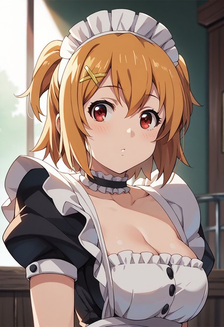 score_9, score_8_up, score_7_up, anime,
BREAK
 1girl, solo, inaho_kushiya, red eyes,maid, maid headdress, choker