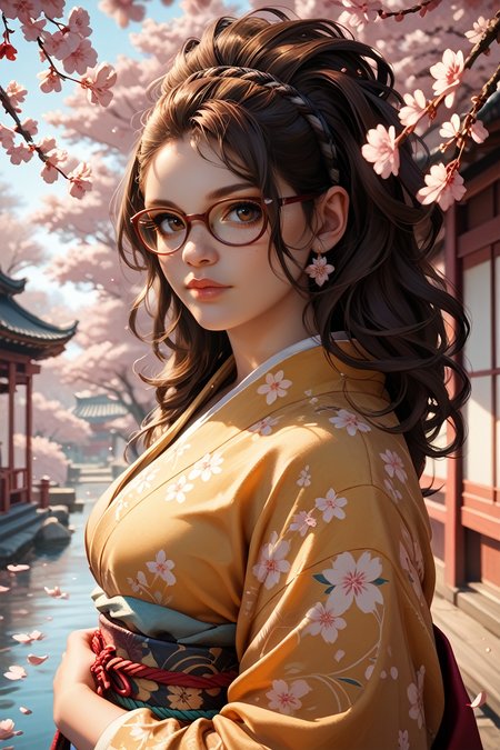 score_9, score_8_up, score_7_up, score_6_up
<lora:DMC5Nicoletta:0.8>
DMC5Nicoletta, 1girl, brown hair, long hair, brown eyes, glasses, looking at viewer, in a traditional kimono, surrounded by cherry blossoms