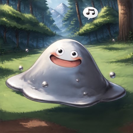 score_9,score_8_up,score_7_up,score_6_up,score_5_up,score_4_up,extreme detailed,full_body,zPDXL3,source anime BREAK no humans,no_legs,day,nature,forest,
<lora:Pony_DetailV2.0:1> BREAK hagurin,slime \(dragon quest\),:D,<lora:hagurin-v3-pony:1> BREAK sparkle,blush,spoken musical note,happy,looking at viewer,doyagao,