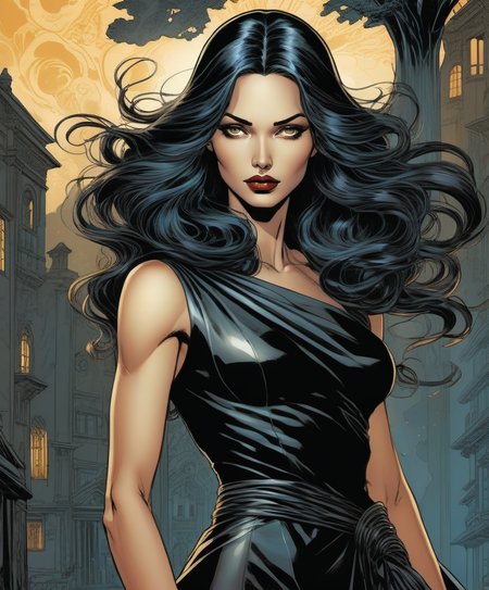 gorgeous mysterious woman, Comic book art, comic art, graphic novel illustration,