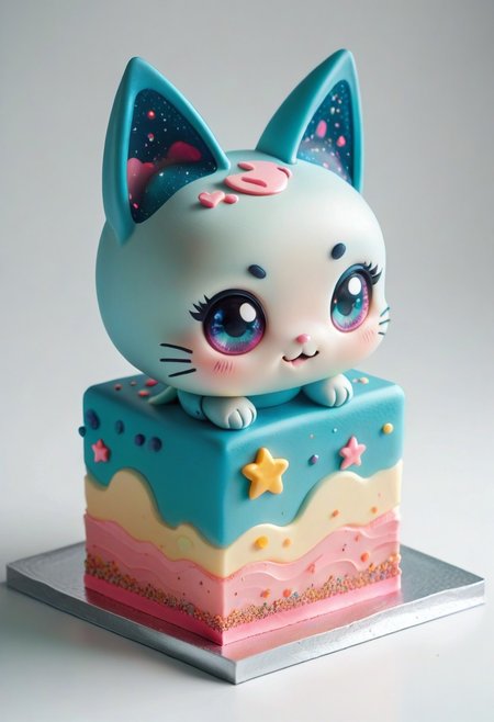 score_9, score_8_up, score_7_up, M1CR0CUB3D cute cake alien world, (super cute!), cute chibi cat