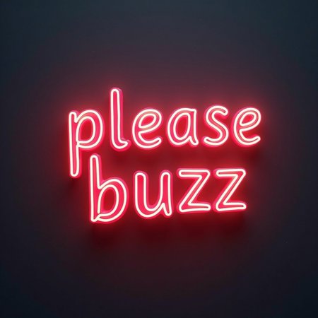 it says "please buzz" in 3d text cinematic