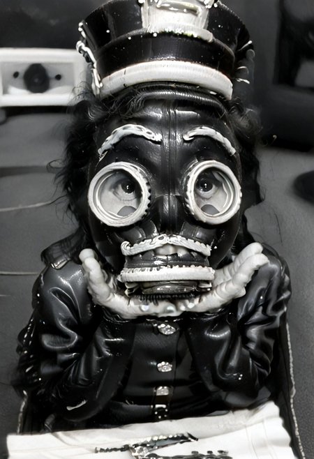 (((black and white, monochrome,gasmask))),((hands up, raised hands, small man with mustache, top hat, kenbis, chibi, chibi, male only, male, male chibi, monocle, art deco, thick mustache, comically large mustache, handlebar mustache, tiny, multiple men, shrunk, microxl, some little guys,  high angle, from above)), bwMovies, realistic, photo, vintage photo, ((very small man, small man, a small man, a man who is small, a small man)), an unapologetically small human male, black and white, smiling, very happy, euphoric, ecstatic, wonderful small men, large smile, huge smile
