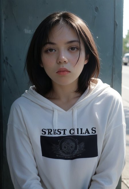 (score_9, score_8_up, score_7_up, score_6_up, score_5_up, score_4_up, best quality, masterpiece), (photorealistic:1.4), (young woman:1.2, 18yo,tapered shoulder-length dark hair, pale, sunken cheeks), (seductivelips, lips, dark circles under her hollow hazel eyes, eyesHD, detailed eyes), (faded hoodie:1.2, shirt in mouth, shirt lift, lifted by self, medium round breasts, petite blonde_nipples), (sitting against a wall:1.3, pushing legs from her knees wide open), (a dim streetlight casts a cold glow on her face), (expression filled with sorrow and resignation), (subtle signs of a troubled past around her), (solo, introspection).