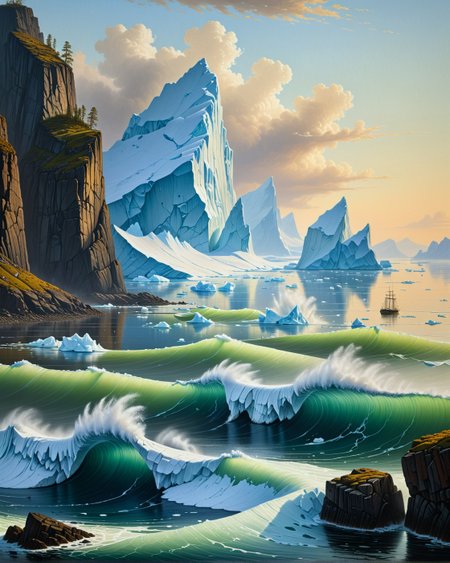 Creator Landscape, 
(style ofJames E. Buttersworth (nautical precision)), 
shag diving deep, Arctic fjord with drifting icebergs, wave-formed beach cusps, AcademicLandscape/seascapes_objects, 
<lora:extremely_detailed:0.8> extremely detailed,
<lora:add-detail-xl:0.3>,
<lora:dreamshaperXL10_lora:0.3>
detailxl,
advntr,