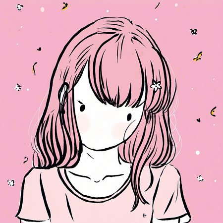 <lora:little_guy_xl>,1girl,upper body,pink theme,