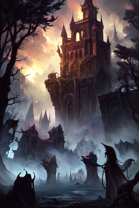 hyperrealism oil painting, Ghostly apparition of the castle,
thunderstorm, and rainbow,,,
aimi,aimi_\(sky-freedom\),sky-freedom style,by sky-freedom,purple eyes,long hair,black hair,blunt bangs,sidelocks in a hime cut,(mole under mouth:1.2),(surgical mask,mouth mask),(geforce_rtx_3090_ti,graphics card),
 fantasy forest illusionary birdsong,
a haunted forest, with gnarled trees, ghostly apparitions, spooky sounds, and an air of ancient curses,
Late afternoon,
glowwave,
 <lora:more_details:0.3>,
 <lora:EnvyFantasyMix05:0.5>,
 <lora:ghost:0.4> guiguai,
 <lora:FantasyRuins:0.5> FanRu,
 <lora:USNR STYLE_XL_loha:0.3> usnr,
 <lora:EtherSDXL:0.3> EtherStyle,