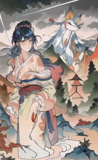 masterpiece,best quality, (Highest picture quality), (Master's work),(8K wallpaper),(Detailed face description), extremely detailed, perfect lighting,highres,reality ray tracing, Fuji Mountain,raining,standing,closeup, portrait, bra, breast,looking back 1girl,young wet girl,blue wet hair,wet fox ears,white transparent kimono, <lora:Xiaorenshu_v20:1>