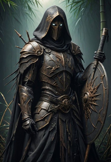 The Last Heresy
Dark fantasy series inspired by RPG Warhammer and Medieval History MJ6,
Super Closeup Portrait, Create a neon-pastel dystopian description capturing the essence of a slender busty Cyborg wearing a boldly patterned torn Shadow linen hooded Cape and Large round Rice picker hat, It gazes directly at the camera, extending his arm with His Bamboo katana sword and bamboo shield. . The surreal scene is further enhanced as her long hair seamlessly merges with the vibrant background.
raw photo, a vibrant spectral neon sunset landscape, photorealistic, high detailed texture, 8k uhd, dslr, soft lighting, high quality, film grain, Fujifilm XT3, highly detailed photography, (muted colors, cinematic, dim colors, soothing tones:1.2), vibrant, insanely detailed, hyperdetailed, (dark shot:1.2), (vsco:0.3), (intricate details:0.9), (hdr, hyperdetailed:1.2)
atmospheric haze, Film grain, cinematic film still, shallow depth of field, highly detailed, high budget, cinemascope, moody, epic, OverallDetail, gorgeous, 2000s vintage RAW photo, photorealistic, candid camera, color graded cinematic, eye catchlights, atmospheric lighting, skin pores, imperfections, natural, shallow dof,
neon-pastel, ng_deepnegative_v1_75t, OverallDetail, torn, fly down, torn at _______, Sword and shield, noface, cyborg, athene