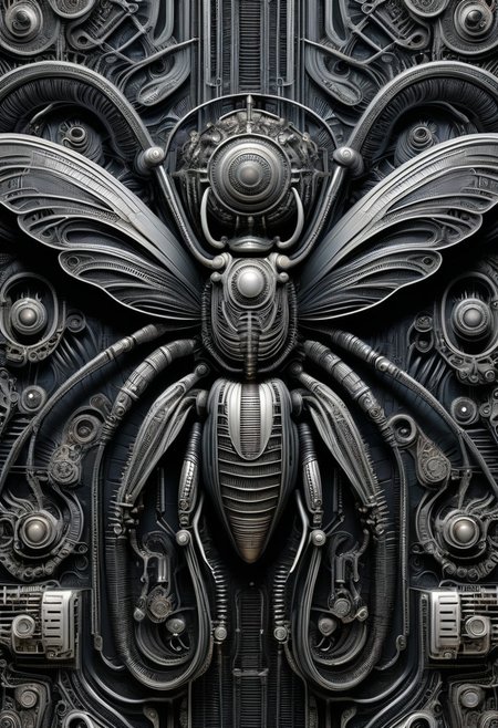 detailxl, high quality,
(black blank background:1.2)
(mechanical, organs, engine, wires, huge insect, wings, multiple legs:1.4), 
(illustration by HG Giger:1.8)
