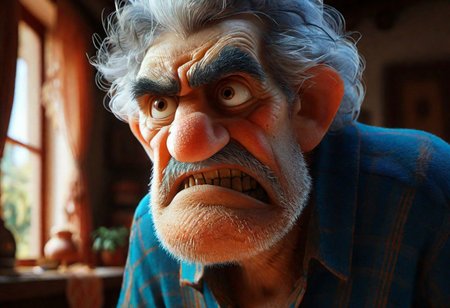 impactful paint of  an  angry  old man looking  at  old woman  <lora:Cute_3D_Cartoon:1>,    highly detailed,   8k,   sharp,  professional, clear,   high contrast, high saturated, , vivid deep blacks, crystal clear