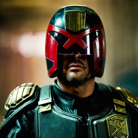 cinematic film still of  <lora:Judge Dredd:1>
Judge Dredd a man in a helmet and a chain around his neck, shallow depth of field, vignette, highly detailed, high budget, bokeh, cinemascope, moody, epic, gorgeous, film grain, grainy