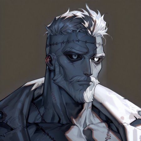 <lora:percy__Identity_V-000006:1>  percy (Identity V), black sclera, White Eyes, White hair, white beard, Gray skin, stitched face,
(very short hair, beard, bara, mature, facial hair, stubble, beard, full beard, sideburn, beard, a lot of beard, ), facial hair,male focus, muscular male, muscular male, bara, mature,  bara, mature, aixiwuganda_(20222192), very awa, masterpiece, best quality, absurdres, newest, perfect quality, detailed background, intricate details,
<lora:slider_Body Type_alpha1.0_rank4_noxattn_last:3><lora:style_Anime Summer Days 2 Style SDXL_LoRA_Pony Diffusion V6 XL:.6><lora:slider_cfg_scale_boost:.7><lora:Artist6p:.55>, Artist6p, Artist04p,<lora:slider_il_brightness_slider_d1:-1><lora:slider_il_contrast_slider_d1:-1><lora:slider_DarkSlider1.2_alpha1.0_rank16_full_300steps:-.6>