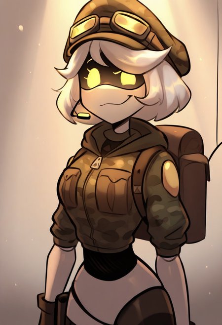 (masterpiece, high quality, highly detailed, best quality), SD-V, 1girl, solo, robot girl, humanoid robot, robot joints, hairband, short white hair, yellow eyes, solid circle pupils,
solider smoking, solider hat, war, trenches, explosions from behind, yellowish lighting, blaster in hand, snow
upper body, scated, confused