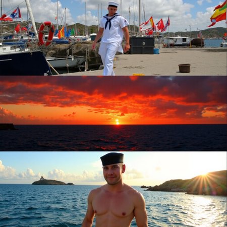 [MOVIE-SHOTS] Against the backdrop of a bustling coastal port, [SCENE-1] a sailor steps off their boat onto the weathered docks, greeted by a vivid scene of colorful sails and flags waving in the salty breeze, [SCENE-2] transitioning to a dramatic sunset voyage as they navigate stormy seas, the sky streaked with fiery reds and oranges, [SCENE-3] concluding with a tranquil moment at dawn, as the sailor arrives at a hidden island cove, the crystal-clear water shimmering with the light of the rising sun.
, flat chest