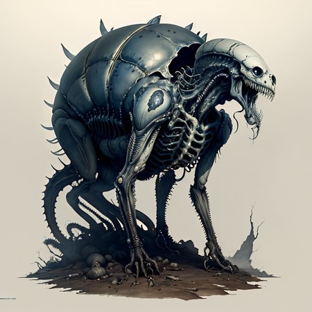 <lora:alien3:1>  concept art of BIGBADEJO ALIEN_MONSTER, xenomorph by giger