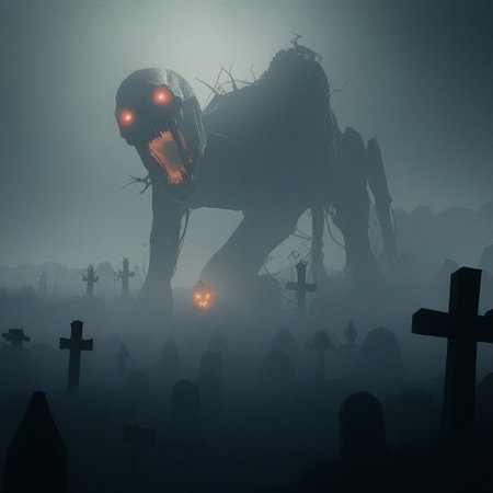 source_anime, source_game, score_9, score_7_up, (CR33P1NGF0G, fog), Scream_(movie), (ghostface), fog, dark, night, haze, 1man, skeletal, long jaw, sharp teeth, ooze, slime, scenery, cemetary, open grave, dirt, headstones, monolith, graveyard, tomgbstone, monster, red eyes, glowing, detailed, the_witcher_3 , detailed background, (halloween), jack_o'lantern