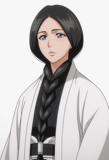 score_9, score_8_up, score_7_up, source_anime, BREAK, white background,  1girl, solo, <lora:DX888Retsu:1>, unohana retsu,   black hair, single braid, black hakama, white haori